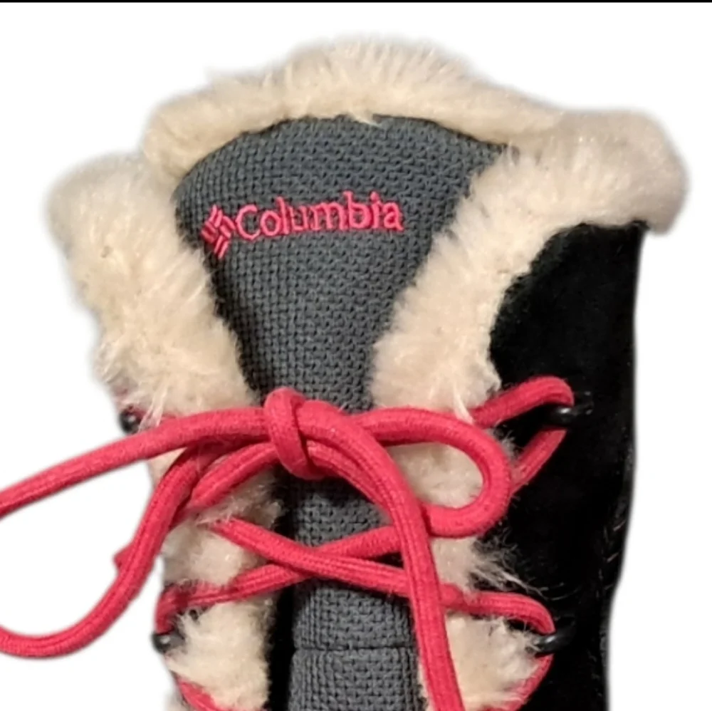 Columbia Kids Omni-Heat Waterproof Snow Boots Black Grey Pink Techlite Size 5